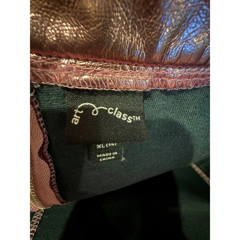 Art‎ Class Girls XL 14-16 Metallic Pink Faux Leather Mini Skirt A-Line Zipper
